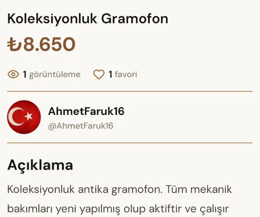 Antika alım satım ekranı