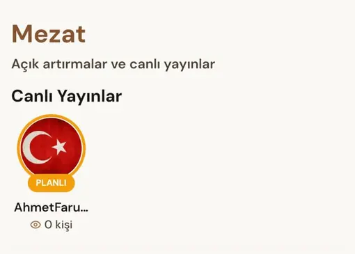 Canlı yayın ekranı